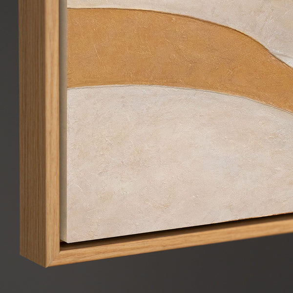 Cuadro acrílico abstracto en tonos cálidos y naturales - Cuadro moderno enmarcado "Flujo de calor"