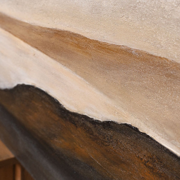 Lienzo moderno enmarcado «Amanecer apacible» – Arte abstracto en tonos tierra