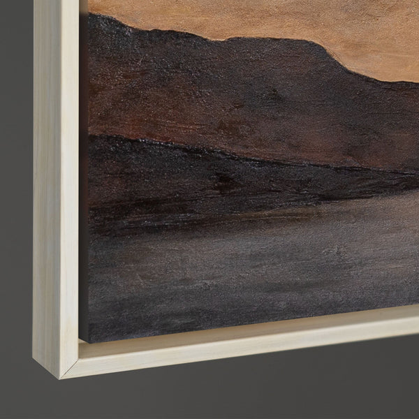 Lienzo moderno enmarcado «Amanecer apacible» – Arte abstracto en tonos tierra