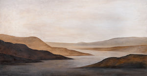 Lienzo moderno enmarcado «Amanecer apacible» – Arte abstracto en tonos tierra