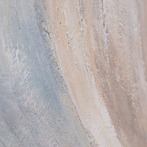 Cuadro abstracto en lienzo, beige y azul – cuadro texturizado enmarcado «Líneas de viento»