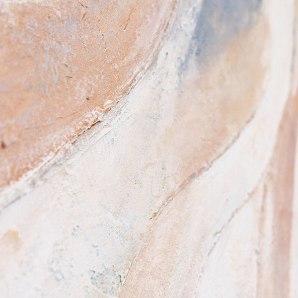 Cuadro abstracto en lienzo, beige y azul – cuadro texturizado enmarcado «Líneas de viento»