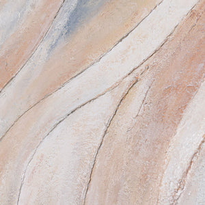 Cuadro abstracto en lienzo, beige y azul – cuadro texturizado enmarcado «Líneas de viento»