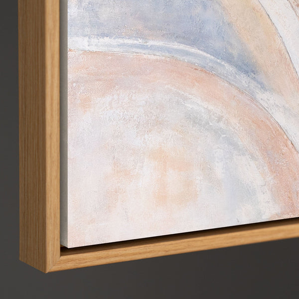 Abstraktes Wandbild auf Leinwand in hellen Beige- und Blautönen