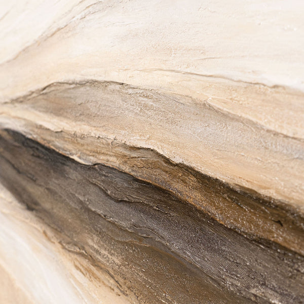 Lienzo enmarcado «Huellas del viento» – Arte mural pintado a mano en tonos naturales