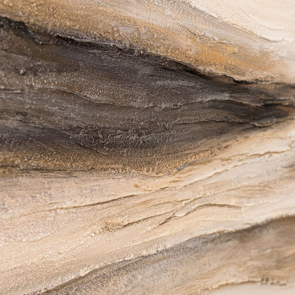 Lienzo enmarcado «Huellas del viento» – Arte mural pintado a mano en tonos naturales