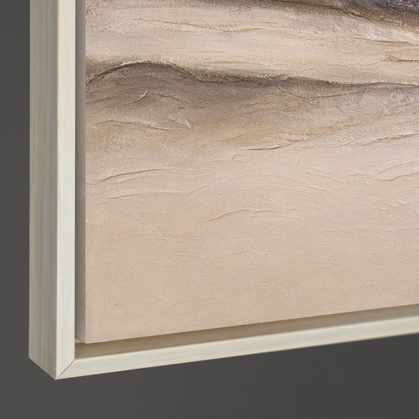 Lienzo enmarcado «Huellas del viento» – Arte mural pintado a mano en tonos naturales