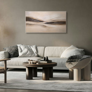 Lienzo enmarcado «Huellas del viento» – Arte mural pintado a mano en tonos naturales