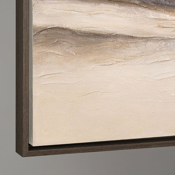 Lienzo enmarcado «Huellas del viento» – Arte mural pintado a mano en tonos naturales