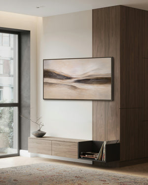 Lienzo enmarcado «Huellas del viento» – Arte mural pintado a mano en tonos naturales