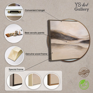 Lienzo enmarcado «Huellas del viento» – Arte mural pintado a mano en tonos naturales