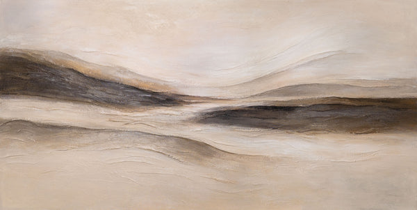 Lienzo enmarcado «Huellas del viento» – Arte mural pintado a mano en tonos naturales