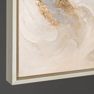 Modernes Struktur Gemälde in Naturtönen – Handgemalte Leinwandkunst mit Rahmen „Strahlende Ströme“