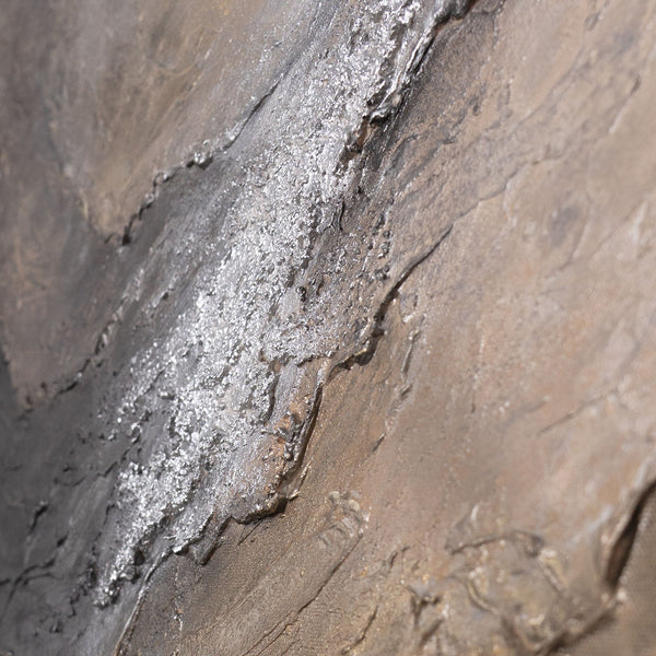 Abstraktes Gemälde in dunklen Erdtönen – Handgemalte Leinwandkunst „Dunkelheit und Morgendämmerung“