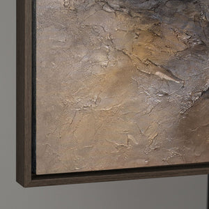 Abstraktes Gemälde in dunklen Erdtönen – Handgemalte Leinwandkunst „Dunkelheit und Morgendämmerung“