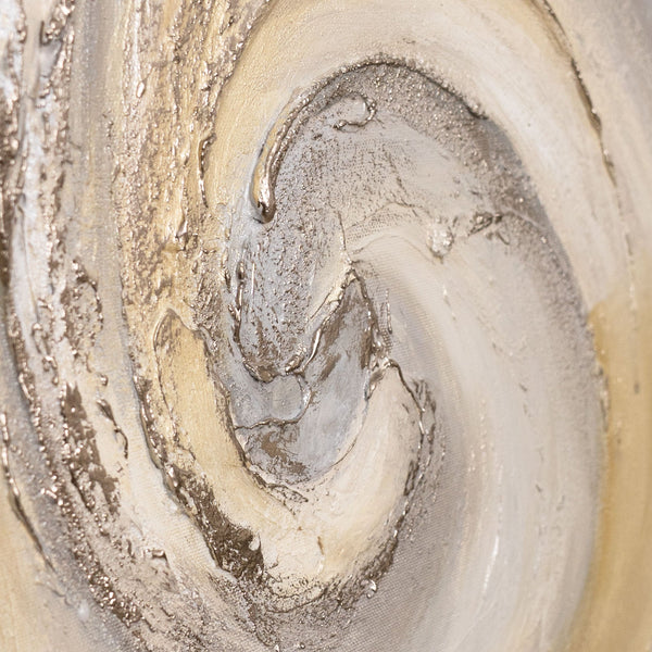 Modernes abstraktes Acrylbild in Beige Grau – Struktur Wandkunst  „Sand und Wolken“