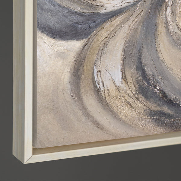 Modernes abstraktes Acrylbild in Beige Grau – Struktur Wandkunst  „Sand und Wolken“