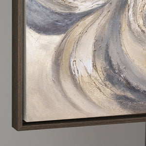 Modernes abstraktes Acrylbild in Beige Grau – Struktur Wandkunst  „Sand und Wolken“