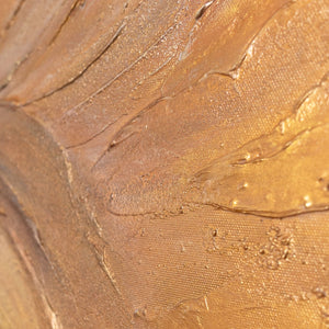 Abstraktes Acrylbild in Gold Braun – strukturierte Wandkunst mit Rahmen „Wirbelwind der Wärme“