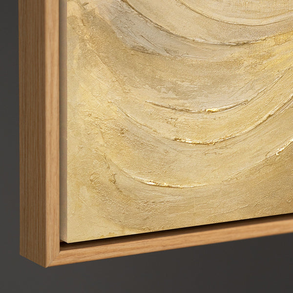 Handgemaltes abstraktes Gemälde mit Goldstruktur – Moderne Acrylbild mit Rahmen „Kreise der Zeit“