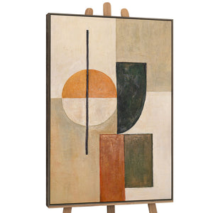 Strukturierte Acrylmalerei mit Rahmen „Gleichgewicht“ – Geometrische Abstrakte Kunst