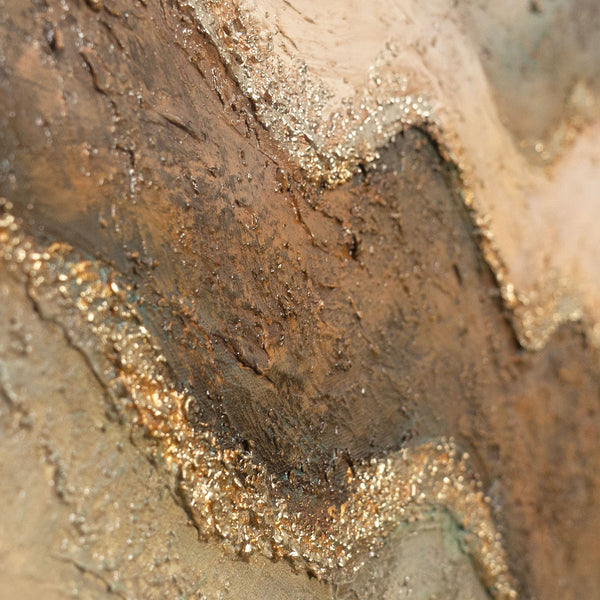 Cuadro pintado a mano sobre lienzo «Sol verde esmeralda» – Arte abstracto con textura