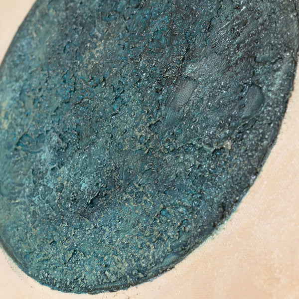 Cuadro pintado a mano sobre lienzo «Sol verde esmeralda» – Arte abstracto con textura