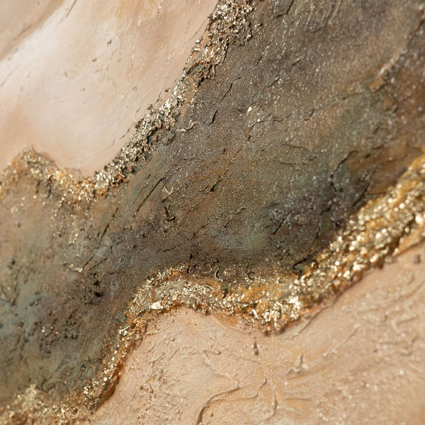 Cuadro pintado a mano sobre lienzo «Sol verde esmeralda» – Arte abstracto con textura