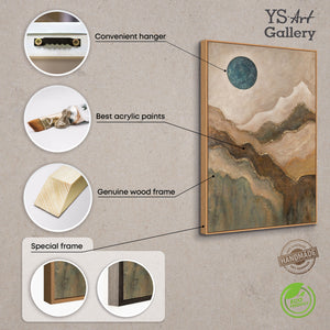 Cuadro pintado a mano sobre lienzo «Sol verde esmeralda» – Arte abstracto con textura