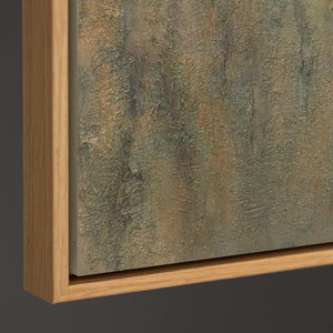 Cuadro pintado a mano sobre lienzo «Sol verde esmeralda» – Arte abstracto con textura