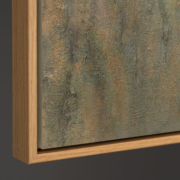 Cuadro pintado a mano sobre lienzo «Sol verde esmeralda» – Arte abstracto con textura