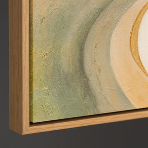 Modernes Acrylgemälde auf Leinwand „Echo des Windes“ in warmen Naturtönen mit Rahmen