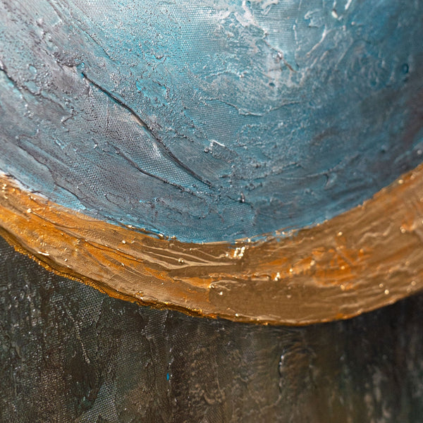 Cuadro pintado a mano "La calidez del universo" – Pintura acrílica moderna con detalles dorados