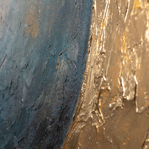 Cuadro pintado a mano "La calidez del universo" – Pintura acrílica moderna con detalles dorados