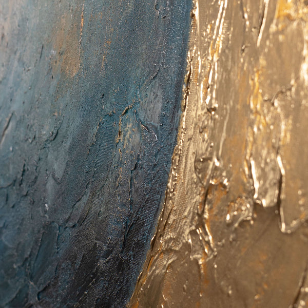 Cuadro pintado a mano "La calidez del universo" – Pintura acrílica moderna con detalles dorados