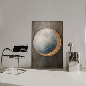 Cuadro pintado a mano "La calidez del universo" – Pintura acrílica moderna con detalles dorados