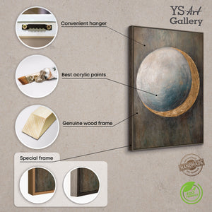 Cuadro pintado a mano "La calidez del universo" – Pintura acrílica moderna con detalles dorados