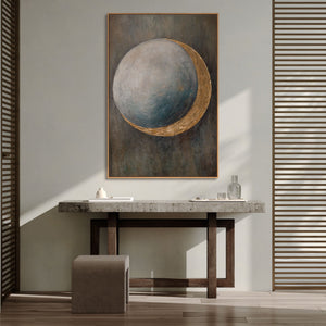 Cuadro pintado a mano "La calidez del universo" – Pintura acrílica moderna con detalles dorados