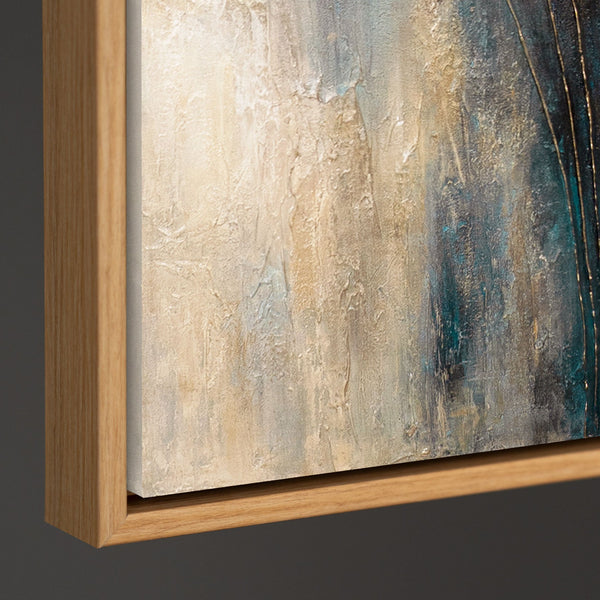 Reliefkunst handgemalt Acryl goldblaue Nuancen