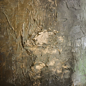 Detailansicht Acrylkunst mit grauen und goldenen Farbverläufen