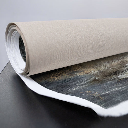 Leinwandbild abstrakt in Beige, Grau und Gold mit Struktur