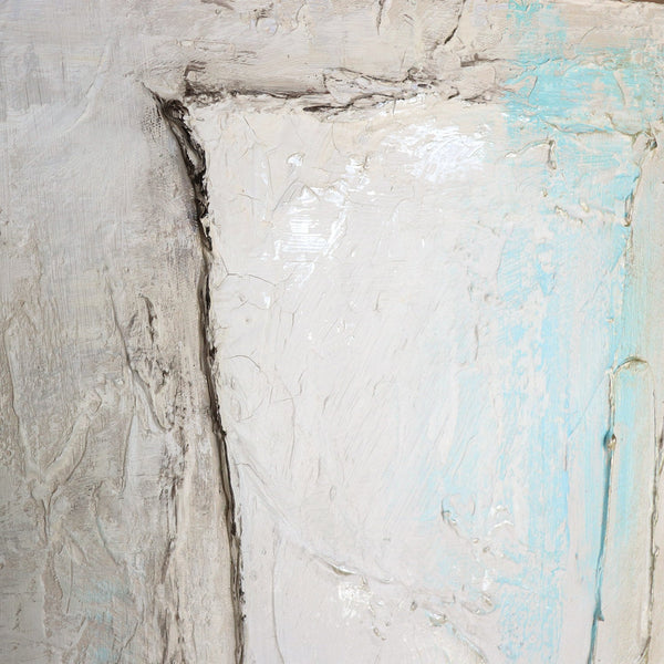  abstrakte Texturmalerei in Weiß mit feinen Reliefdetails