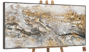 Strukturierte Acrylmalerei Gold Grau abstrakte Oberfläche