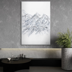 Wandbild Zugspitze silbern im modernen Wohnzimmer