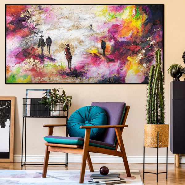 Abstraktes Frühlingsbild als Wanddeko im modernen Interieur