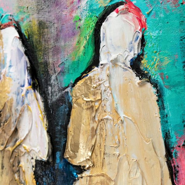 Details der texturierten Kleidung auf abstrakter Menschenszene