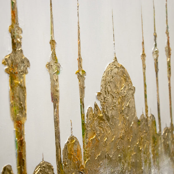 Seitenansicht der Moschee mit glitzernder Textur in Gold