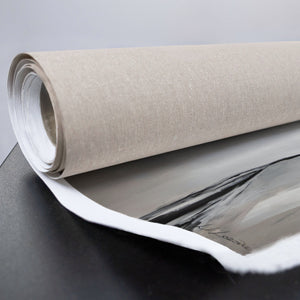 Gemälde abstrakte Frau in Beige und Grau auf Leinwand