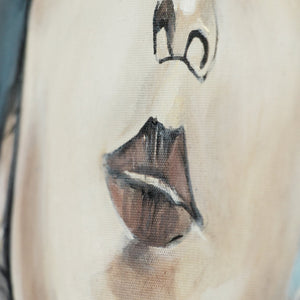 Gesichtsausdruck in abstrakter Frauenkunst auf Leinwand