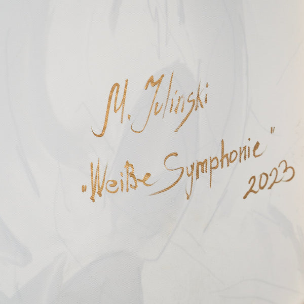 Künstlersignatur auf weißem Texturbild in Acryl gemalt